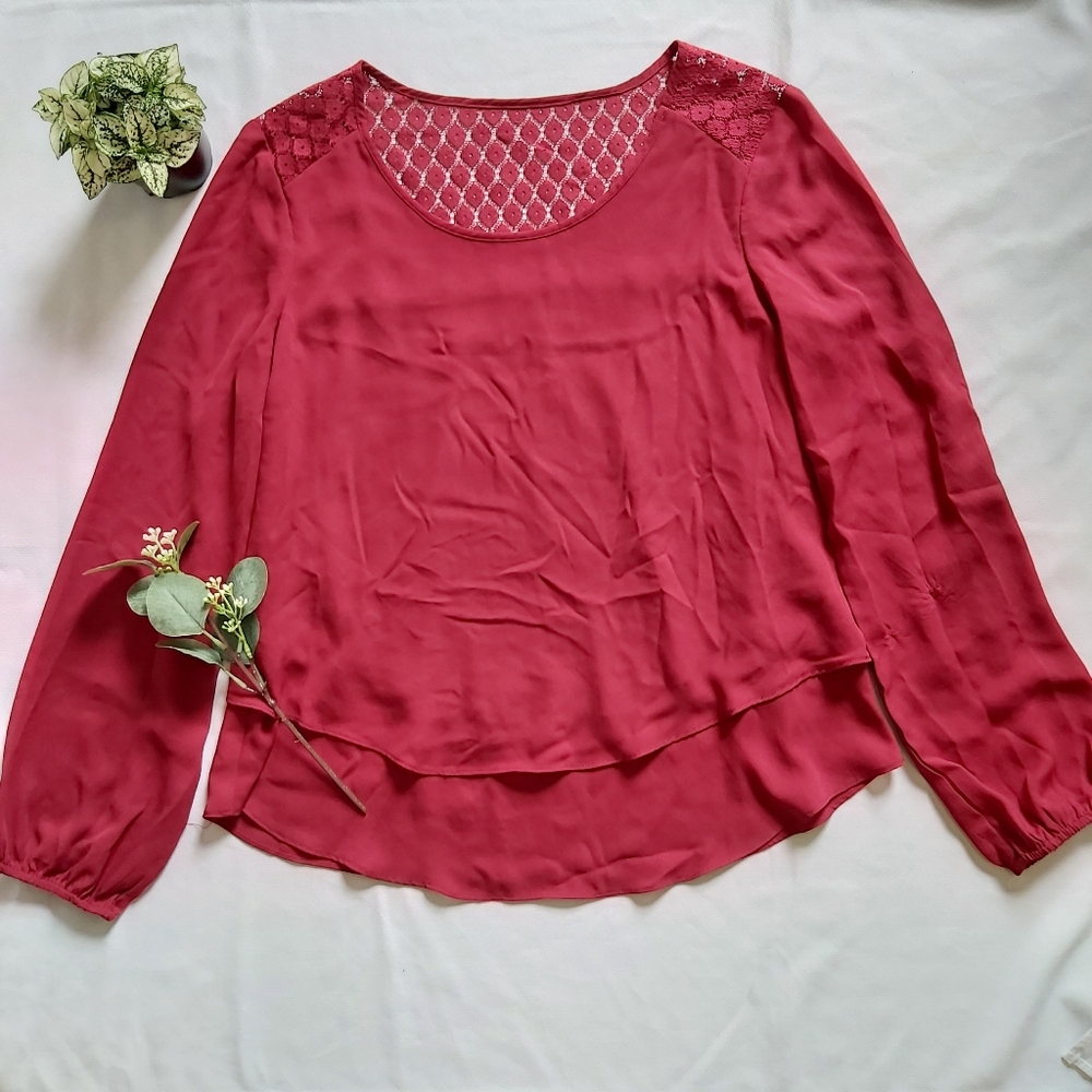 Red Chiffon Blouse